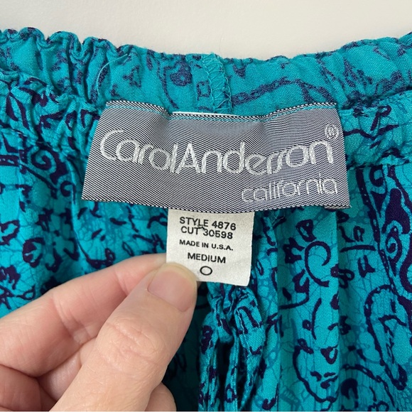 Vintage Carol Anderson Blue Rayon 2 Piece Set Wide Leg Pant Sleeveless Medium - Picture 8 of 10